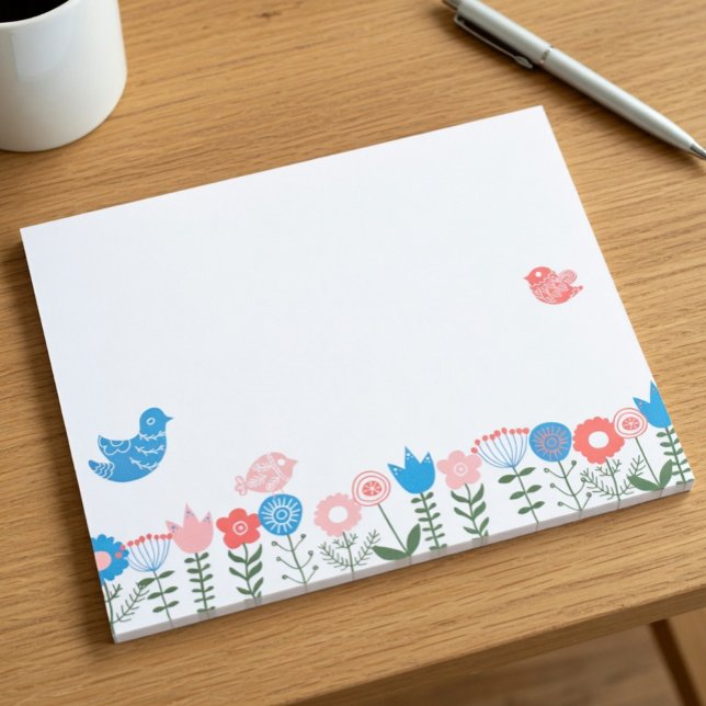 Folk Art Vögel und Blumen Notizblock (Von Creator hochgeladen)