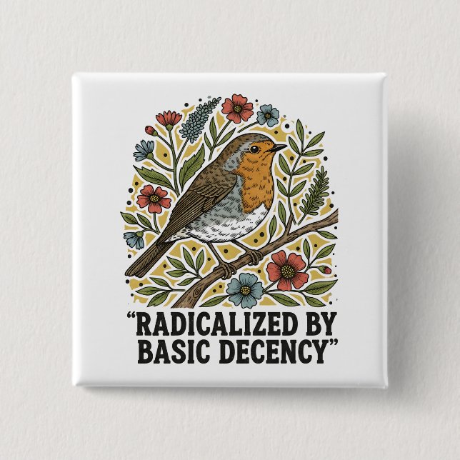 Folk-Art-Vogelillustration für soziale Gerechtigke Button (Vorderseite)