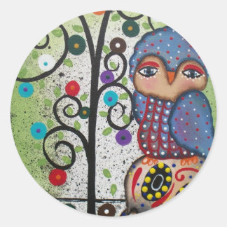 Folk Art von Lori Everett OWL Runder Aufkleber