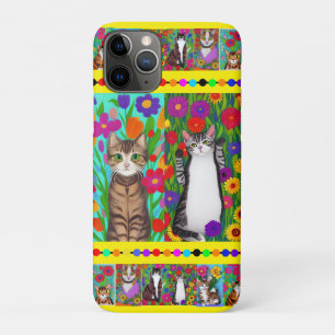 Folk Art Whimsical Style Cat und Blume Case-Mate iPhone Hülle