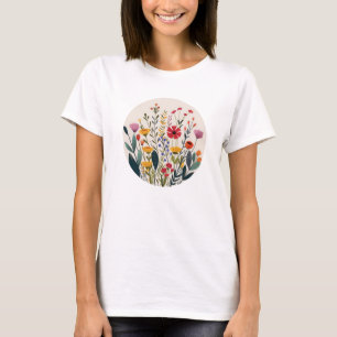 Folk Art Wildblumenwiese – Lebendige Botanik T-Shirt
