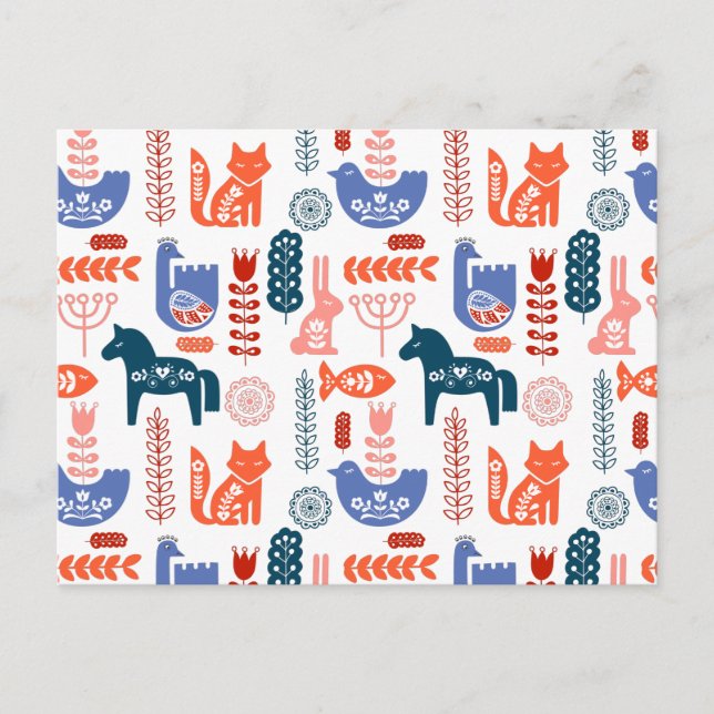 Folk Art Woodland Animal Postkarte (Vorderseite)