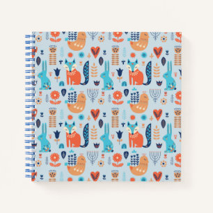 Folk Art Woodland Tiermuster Notizbuch