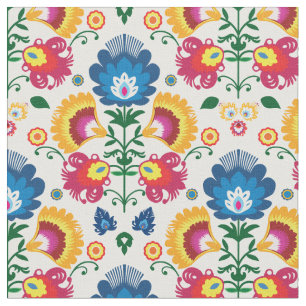Folk-Blume auf Weiß Stoff