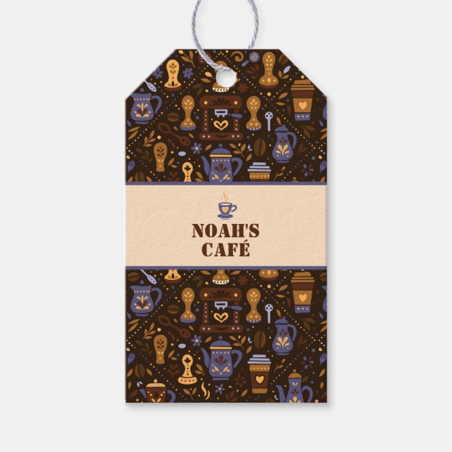 Folk Coffee-Abzeichen — Kakao, Karamell & Schiefer Geschenkanhänger (Vorderseite)