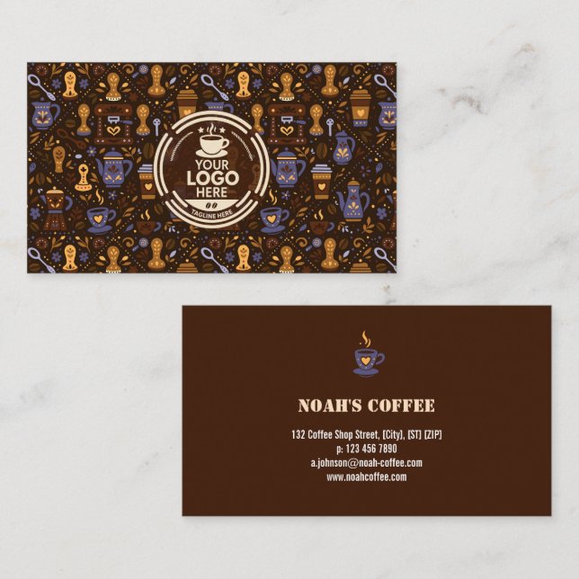 Folk coffee brand badge — cocoa with caramel visitenkarte (Vorne/Hinten)