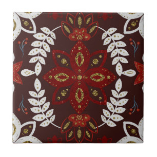 Folk Deep Red Nordic Art Fliese