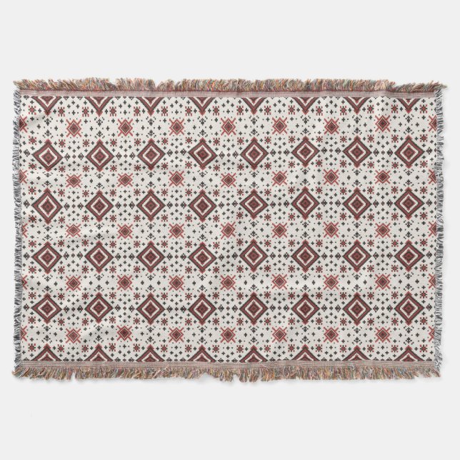 Folk Diamond Cross Stitch Seamless Pattern Decke (Vorderseite)