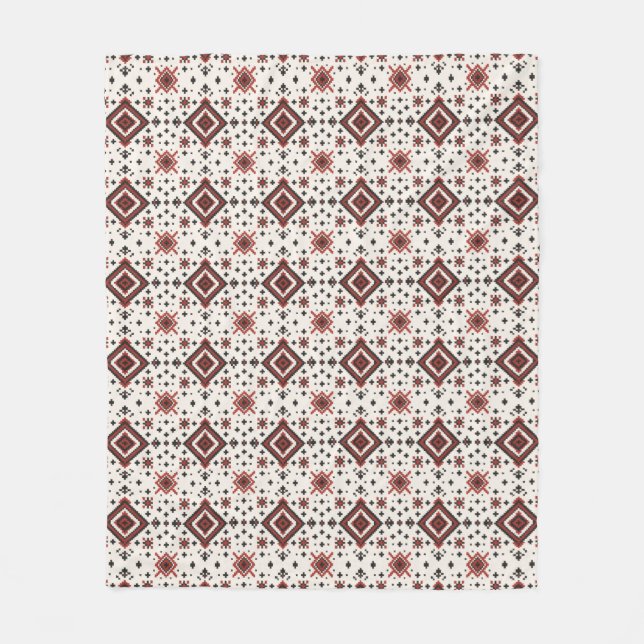 Folk Diamond Cross Stitch Seamless Pattern Fleecedecke (Vorderseite)