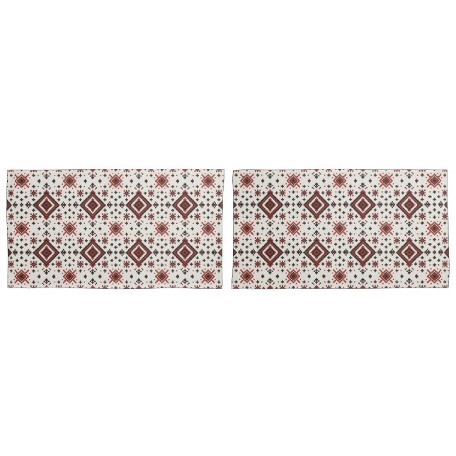 Folk Diamond Cross Stitch Seamless Pattern Kissenbezug (Vorderseite-Set)