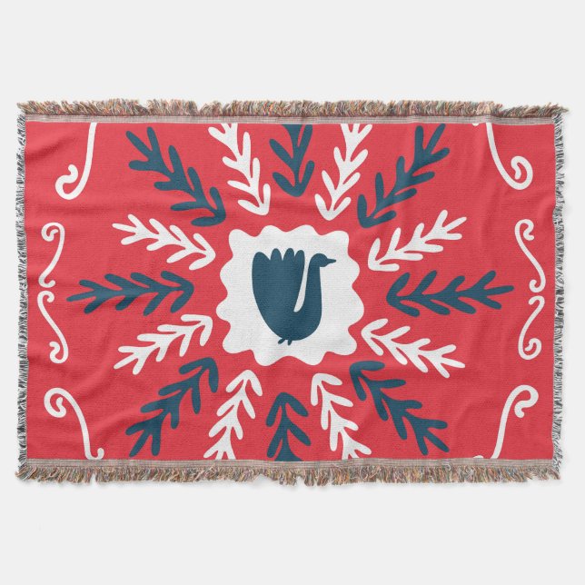 Folk Doodle Art Christmas Tile Decke (Vorderseite)