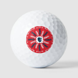 Folk Doodle Art Christmas Tile Golfball