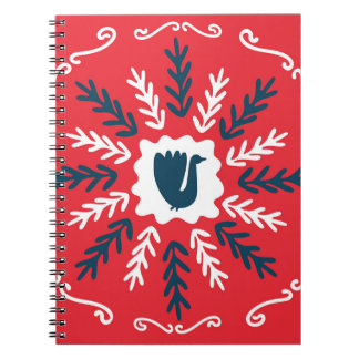 Folk Doodle Art Christmas Tile Notizblock