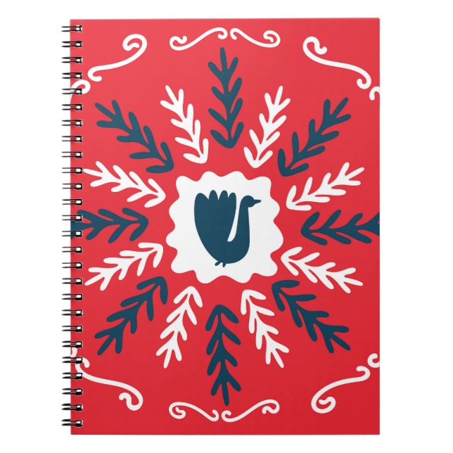 Folk Doodle Art Christmas Tile Notizblock (Vorderseite)