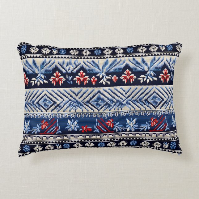 Folk Embroidery Stripe Pattern Dekokissen (Vorderseite)