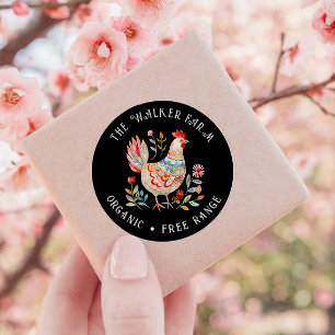 Folk farbenfrohe Farm Frische Eier Runder Aufkleber