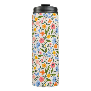 Folk Floral: Farbenfrohe kleine Muster Thermosbecher