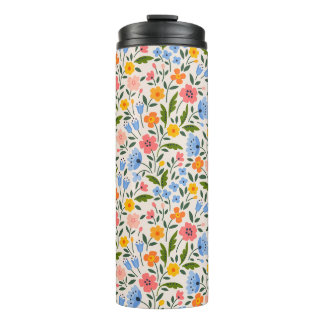 Folk Floral: Farbenfrohe kleine Muster Thermosbecher