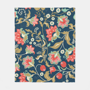 Folk floral farbig: Hand gezogen nahtlos Fleecedecke
