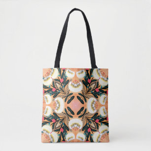 Folk floral symmetric seamless pattern hand painte