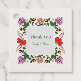 Folk Floral Wedding Custom Design Geschenkanhänger