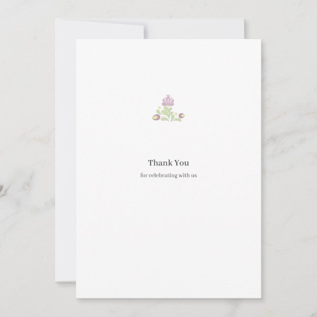 Folk Floral Wedding Thank You Minimal Design Dankeskarte (Vorderseite)