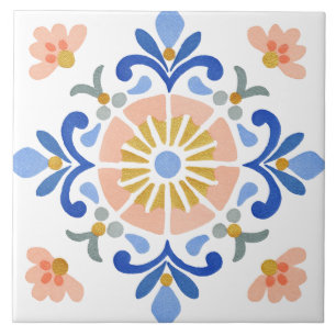 Folk-Garten-Aquarell Fliese