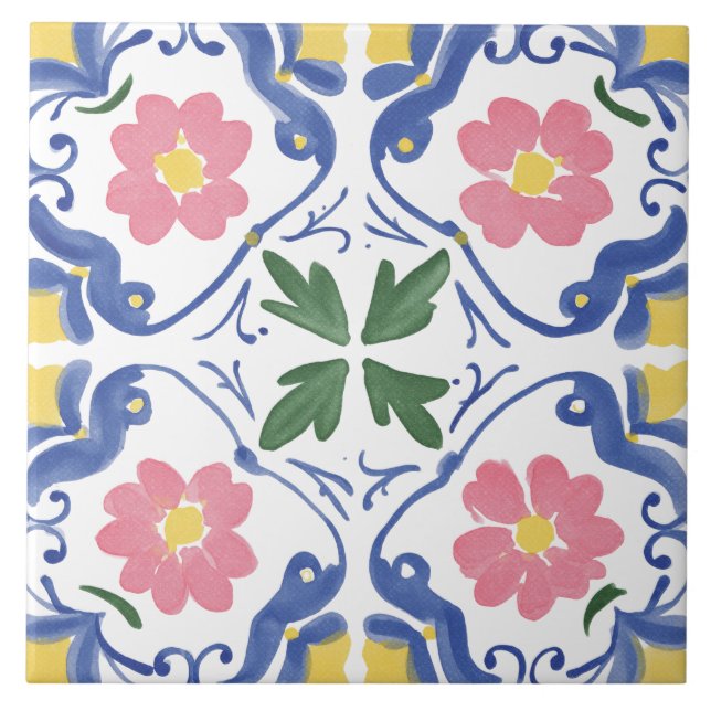 Folk-Garten-Aquarell Fliese (Vorderseite)