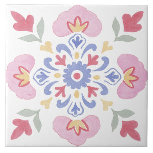 Folk-Garten-Aquarell Fliese