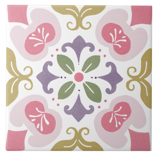 Folk-Garten-Aquarell Fliese (Vorderseite)