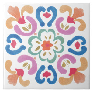 Folk-Garten-Aquarell Fliese