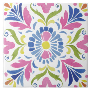 Folk-Garten-Aquarell Fliese