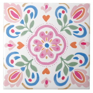 Folk-Garten-Aquarell Fliese