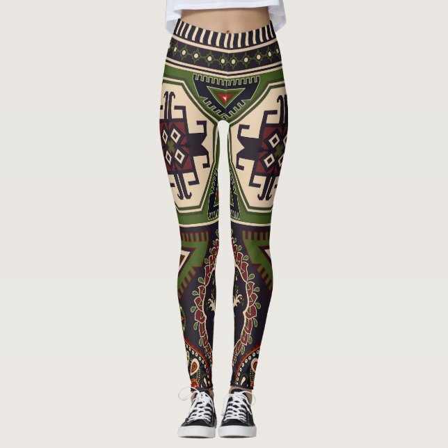 Folk geometric: farbenfrohe ethnische Tapete. Leggings (Vorderseite)