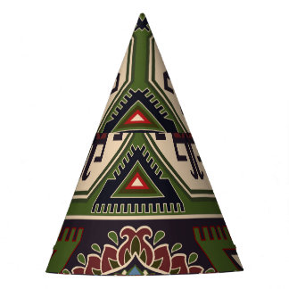 Folk geometric: farbenfrohe ethnische Tapete. Partyhütchen