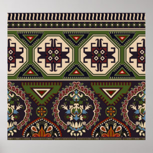 Folk geometric: farbenfrohe ethnische Tapete. Poster