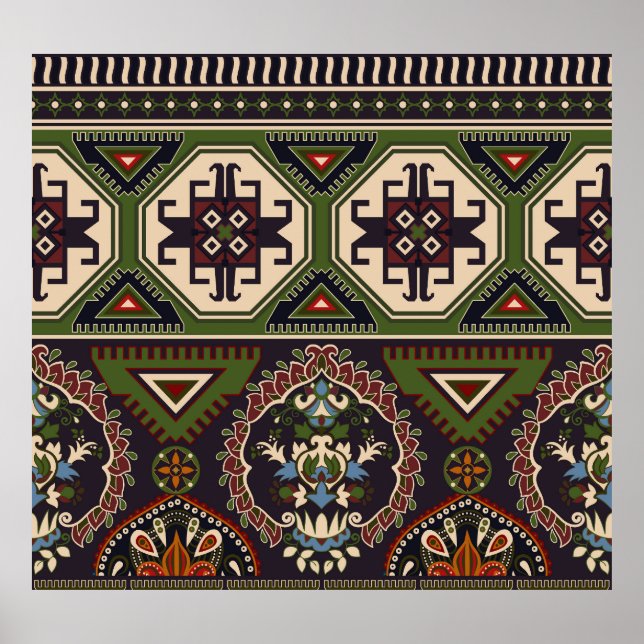 Folk geometric: farbenfrohe ethnische Tapete. Poster (Vorne)