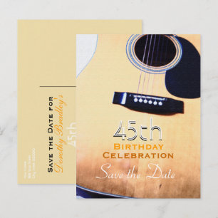Folk Guitar 45. Geburtstag Save the Date Postkarte