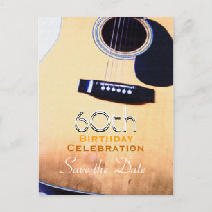 Folk Guitar 60. Geburtstag Save the Date Postkarte