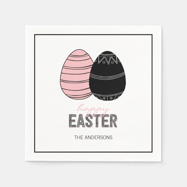 Folk Happy Oaster Eggs Papier Napkin Serviette (Vorderseite)