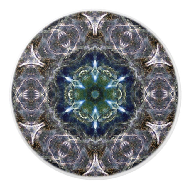 Folk Mandala Keramik Drawer Pull Keramikknauf (Vorderseite)