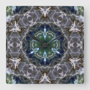 Folk Mandala Quadratische Wanduhr