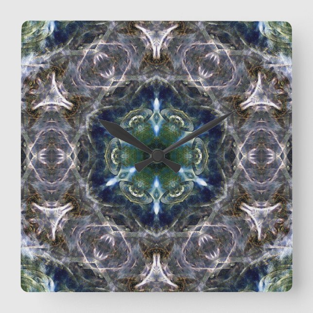 Folk Mandala Quadratische Wanduhr (Vorderseite)