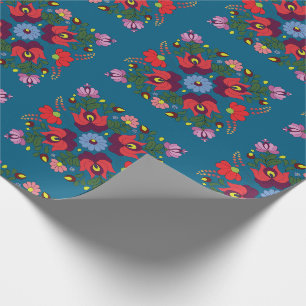 Folk Matyo Abstraktes Blumenmuster Geschenkpapier