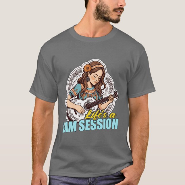 Folk Music Lifes Ein Jam Session Music Enthusiaste T-Shirt (Vorderseite)