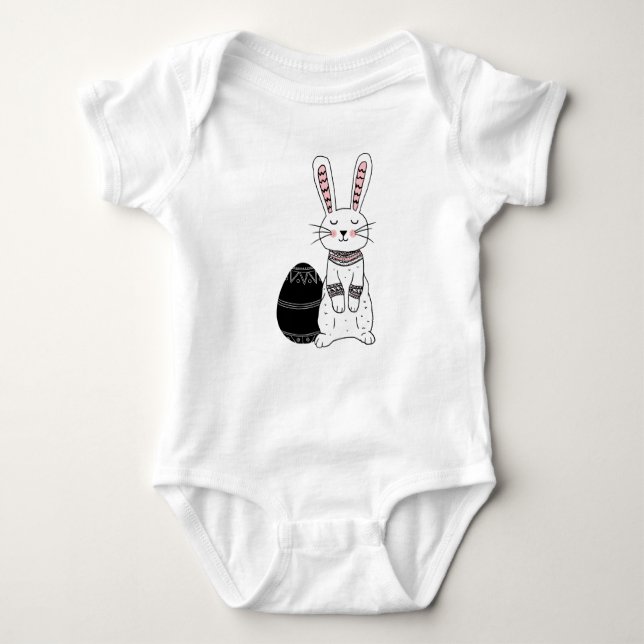 Folk Oaster Bunny Rabbit Baby Bodysuit Baby Strampler (Vorderseite)