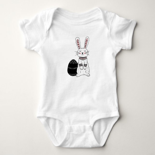 Folk Oaster Bunny Rabbit Baby Bodysuit Strampler (Vorderseite)
