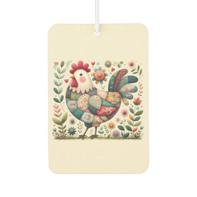 Folk Patchwork-Liste mit floralen Akzenten Autolufterfrischer (Vorderseite)