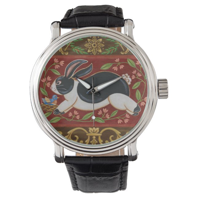 Folk Rabbit Armbanduhr (Vorderseite)