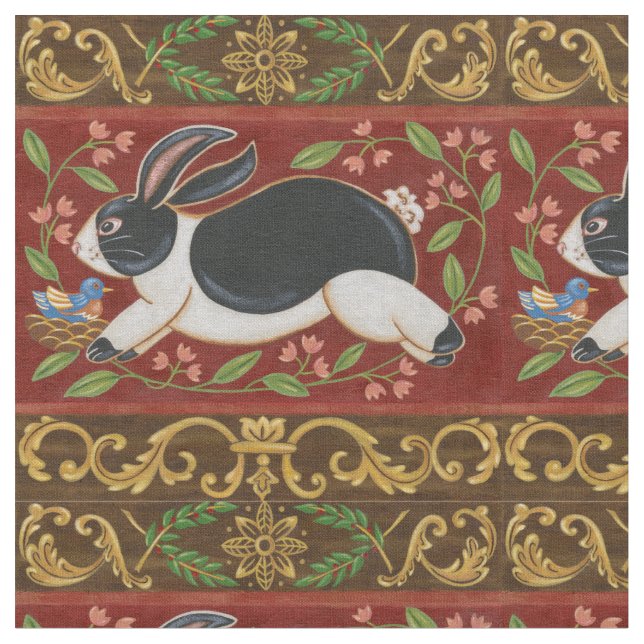 Folk Rabbit Stoff (Nahaufnahme)